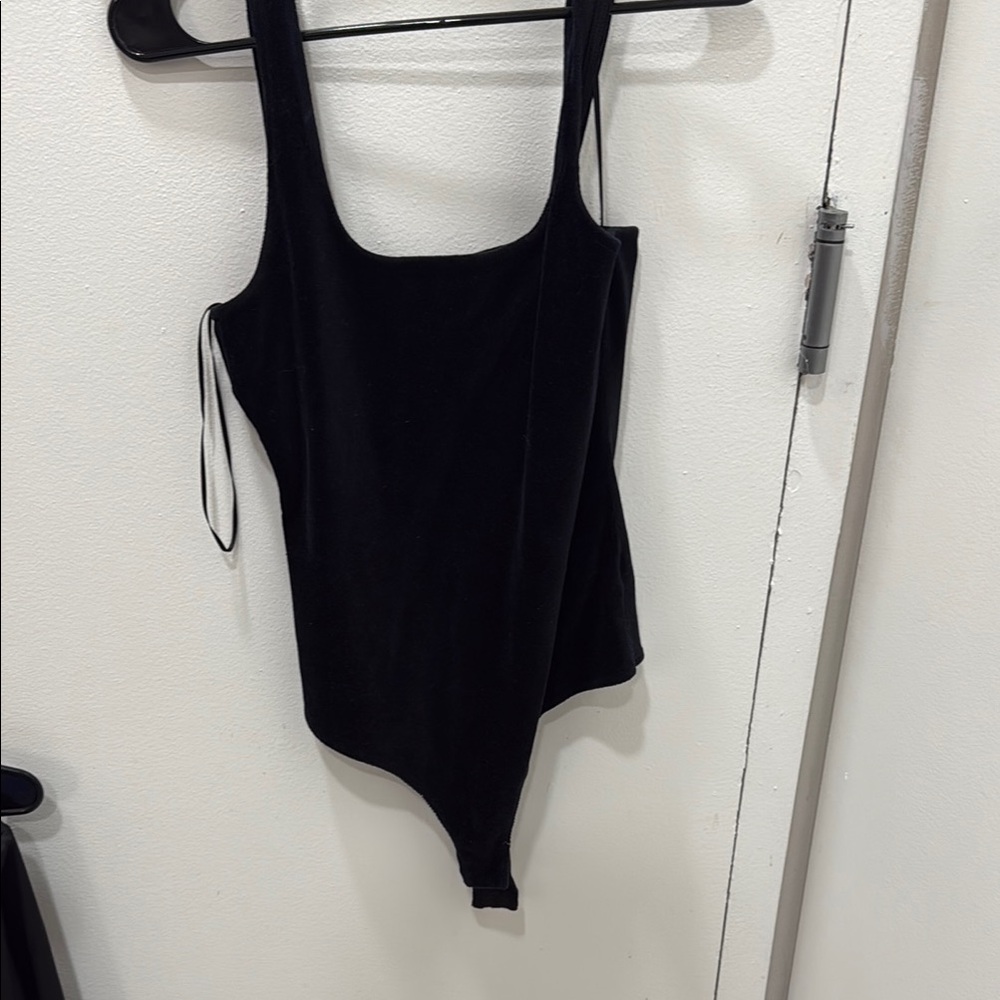 Shinestar Black Asymmetrical Sleeveless Bodysuit